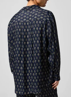 Blurry eyes satiny cabana shirt