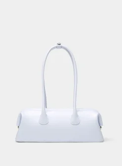 Boat misty blue leather baguette bag