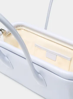 Boat misty blue leather baguette bag