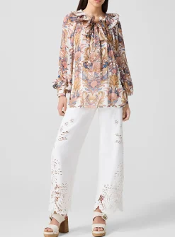 Boho Beauty wide-leg broderie anglaise pants