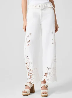 Boho Beauty wide-leg broderie anglaise pants