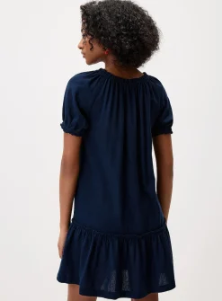 Boho linen-blend dress