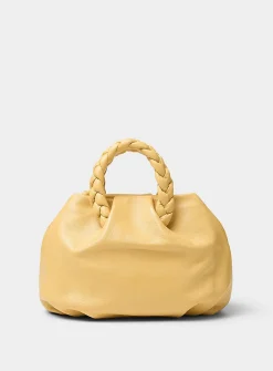 Bombon braided handles yellow leather bag