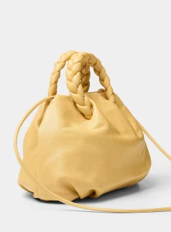 Bombon braided handles yellow leather bag