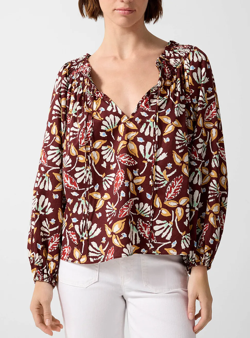 Botanical shapes peasant blouse