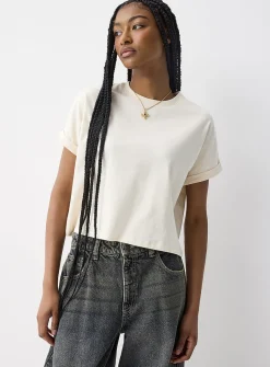 Boxy cuffed-sleeve T-shirt