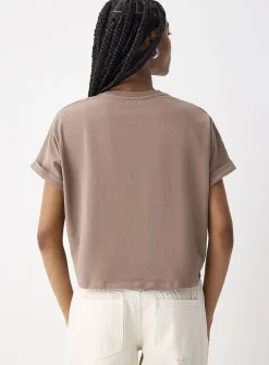 Boxy cuffed-sleeve T-shirt