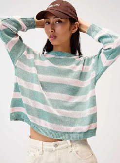 Boxy pastel striped sweater