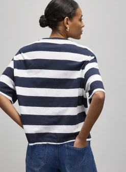 Boxy striped organic cotton slub T-shirt