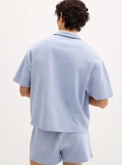 Boxy structured jersey polo