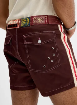 Braided side-band satiny boardshort