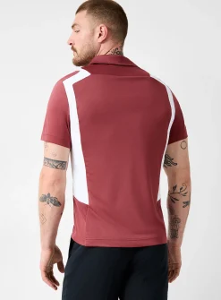 Breathable-band terracotta golf polo