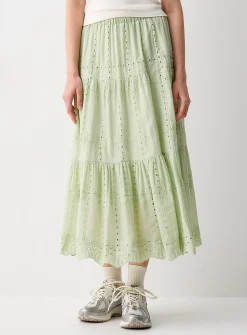 Broderie anglaise maxi skirt