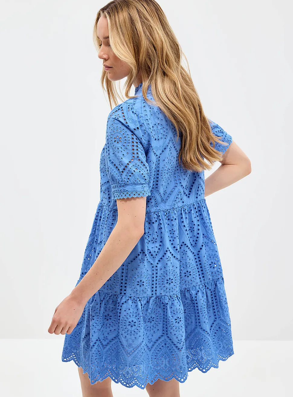 Broderie anglaise tiered minidress