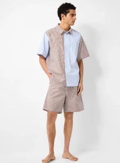 Brown striped crisp poplin pyjama short