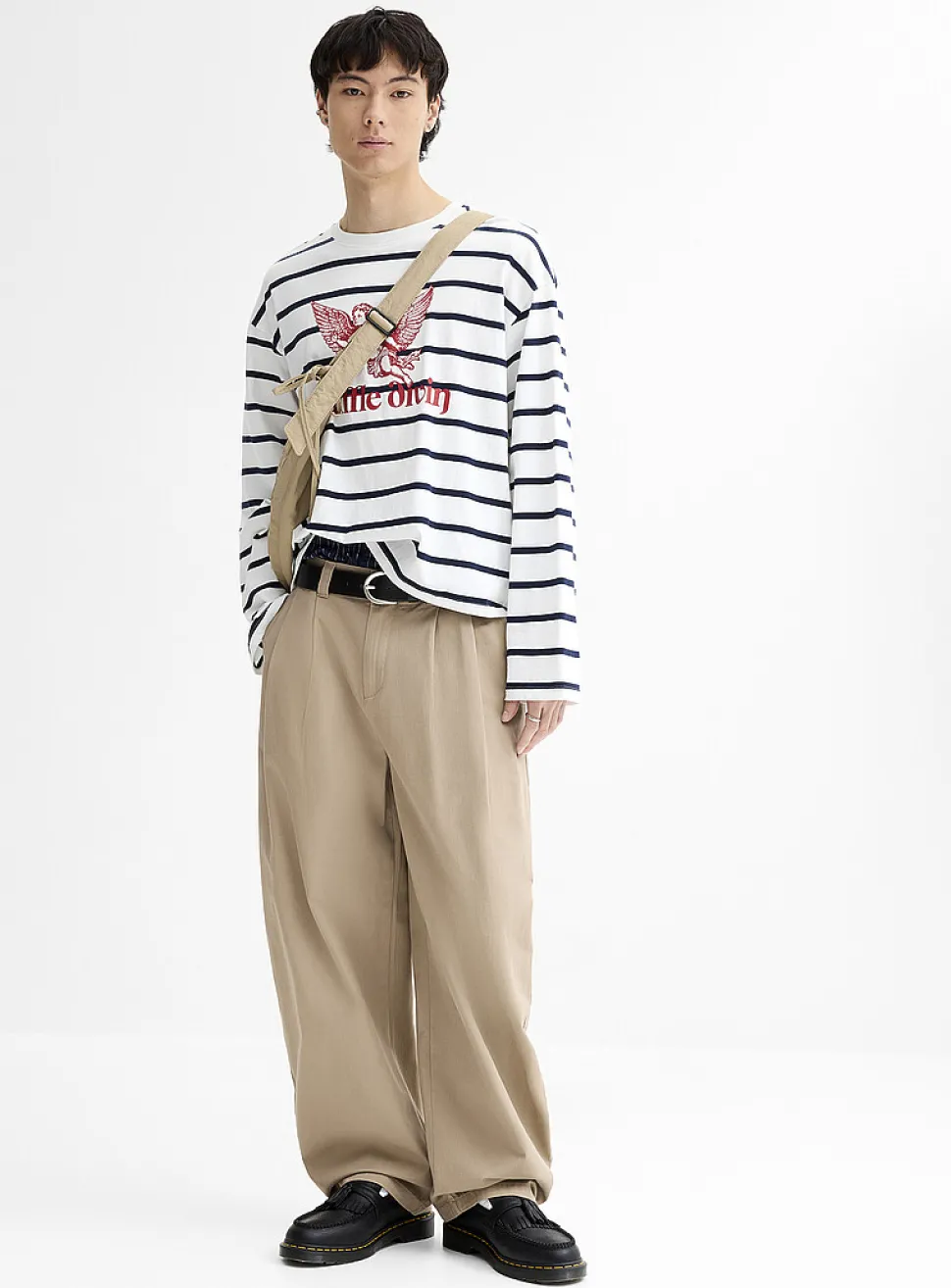 Brushed twill pleated chinos