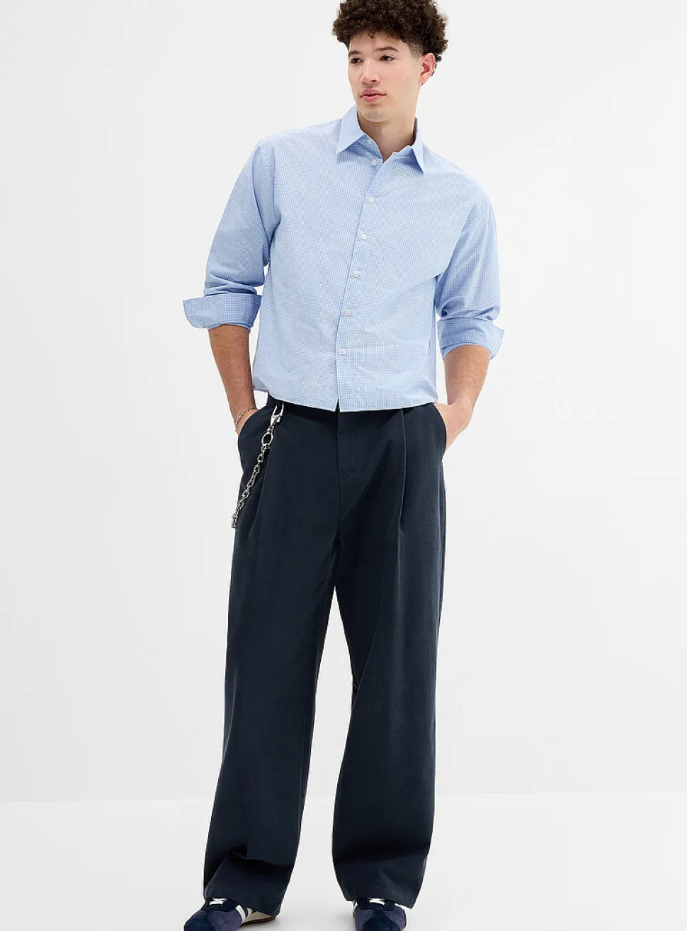 Brushed twill pleated chinos