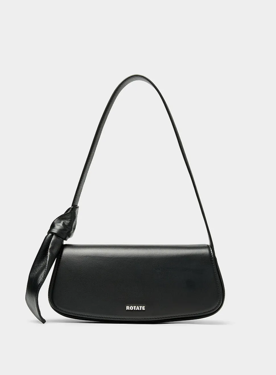 Buckled leather baguette bag
