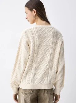 Cable-knit Henley sweater