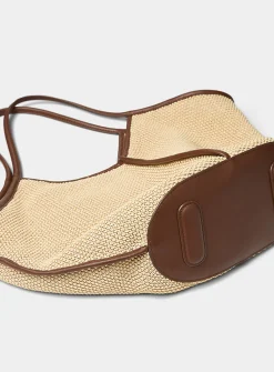 Calella raffia and leather tote bag