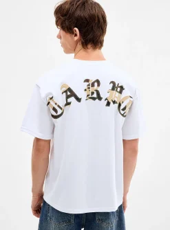 Camo embroidered inscription T-shirt
