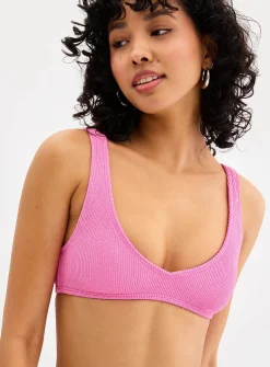 Candy-pink ribbed bralette