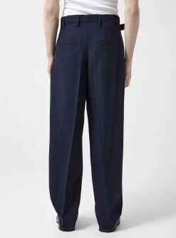 Canevas belted virgin wool pant