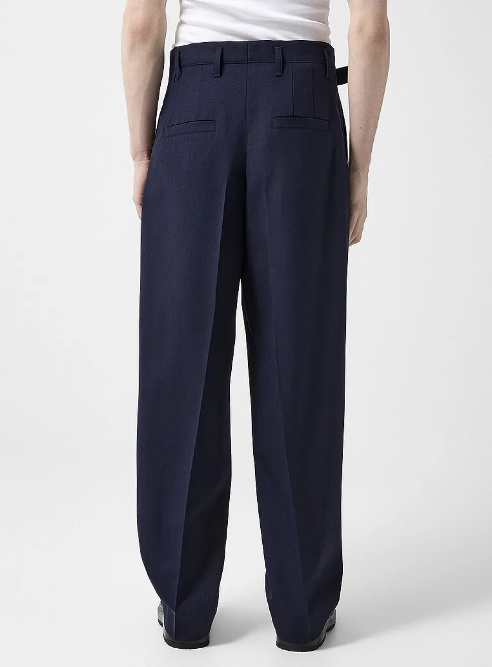 Canevas belted virgin wool pant