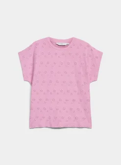 Cap-sleeve broderie anglaise organic cotton T-shirt