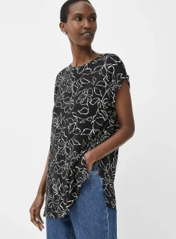 Cap-sleeve flowy printed tunic