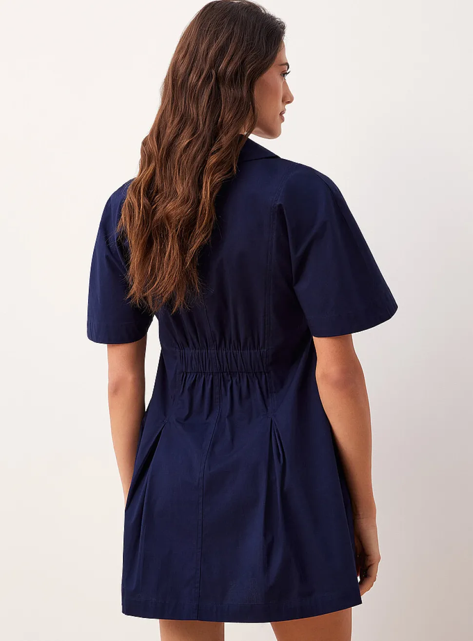 Cap sleeve poplin mini-shirtdress