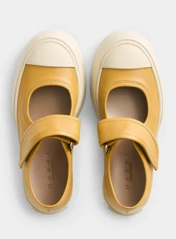 Caramel leather platform Mary Janes