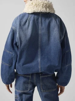 Charone high-pile fleece lining denim jacket