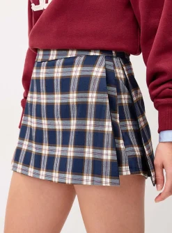 Checkered wraparound skort