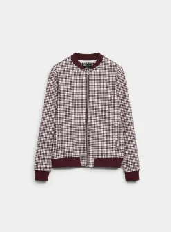 Check jacquard bomber cardigan