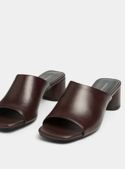 Cherry leather Piper block-heel mule