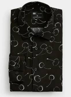 Cherry-pattern fluid shirt