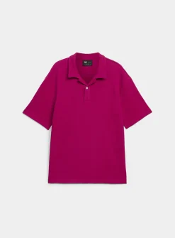 Chevron weft Johnny collar polo