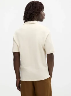 Chevron weft Johnny collar polo
