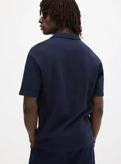 Chevron weft Johnny collar polo