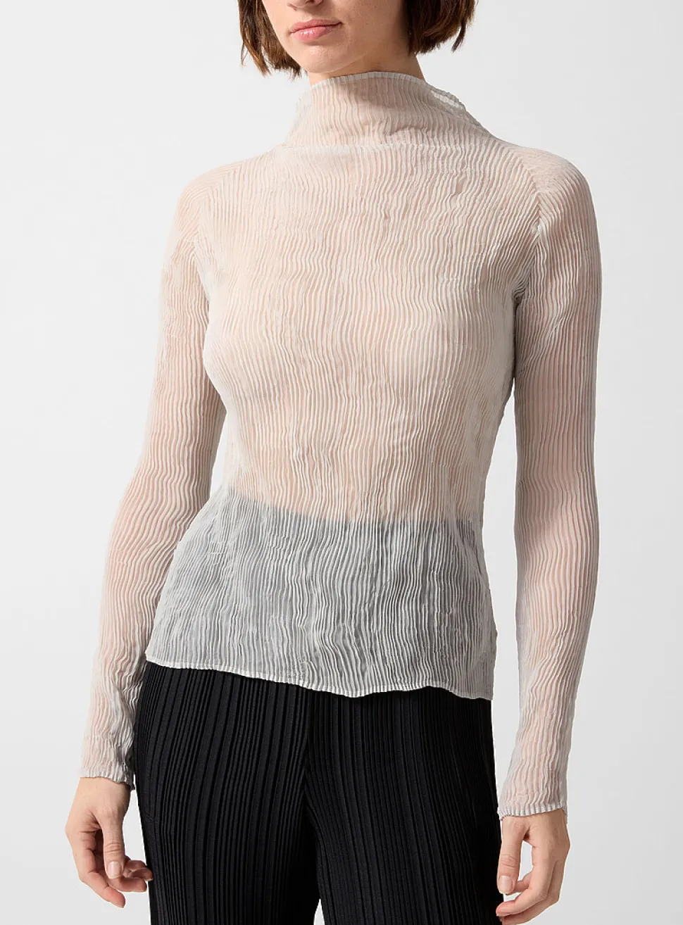 Chiffon Twist high-neck top
