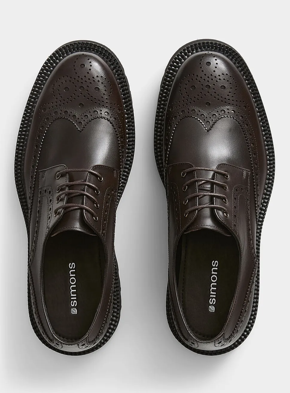 Chunky notched sole leather brogue shoes