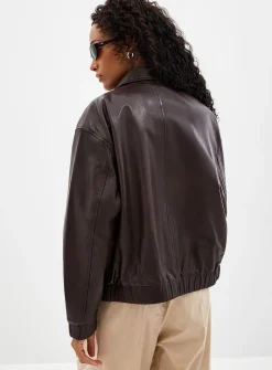 Ciara shirt collar leather jacket