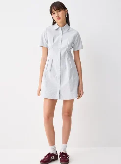 Cinched waist Oxford shirtdress