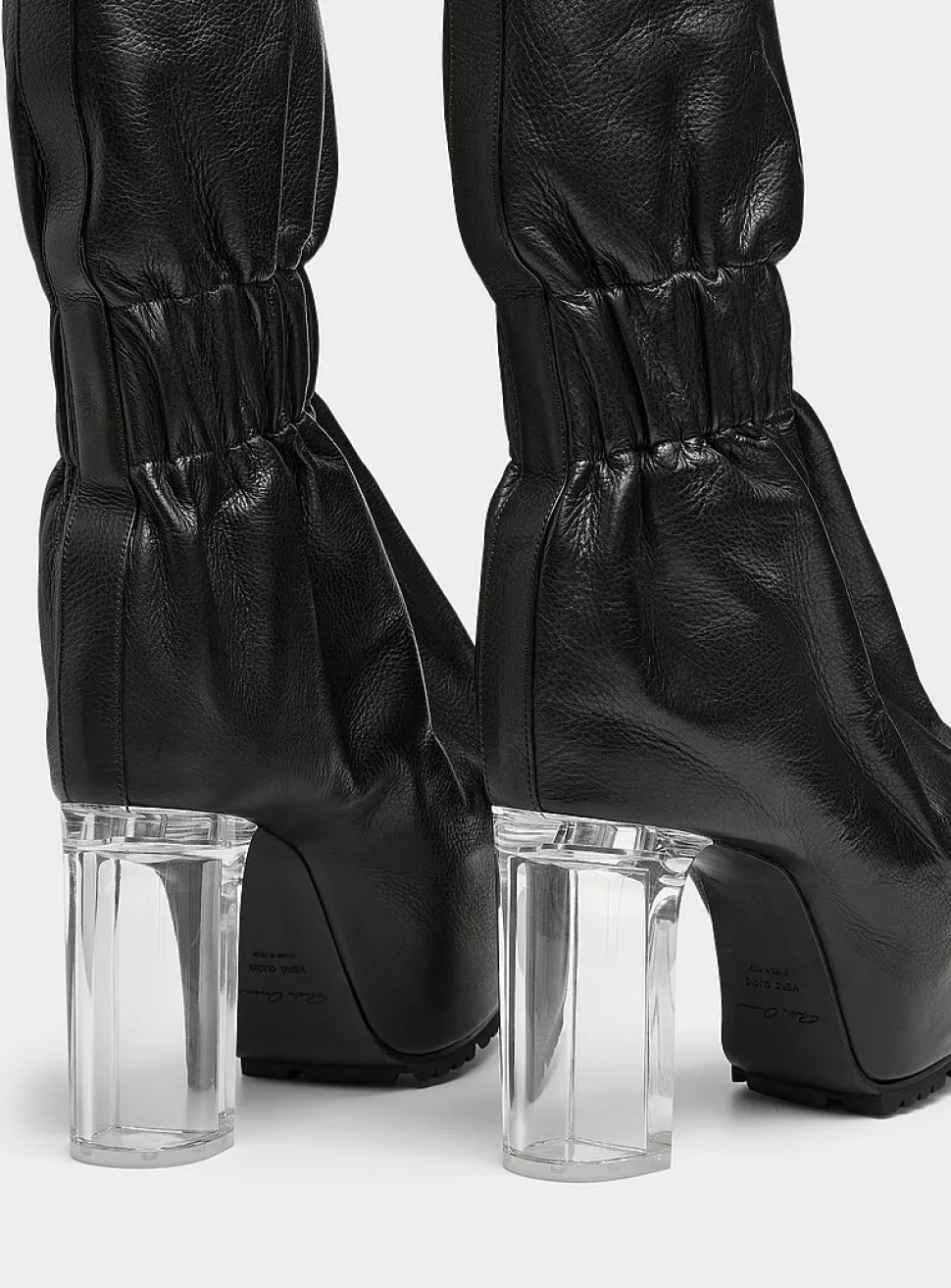 Clear heel gathered ankle boot