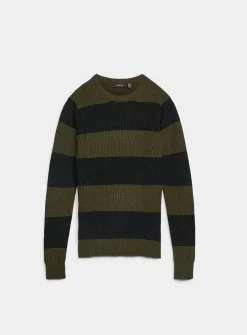 Club-stripe rib-knit sweater