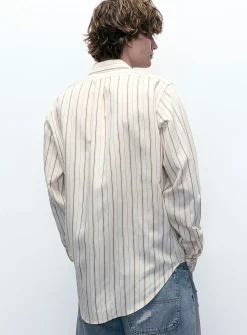Coffee vertical stripe shirt