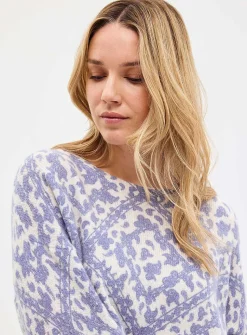 Colorful flower garden fuzzy knit sweater