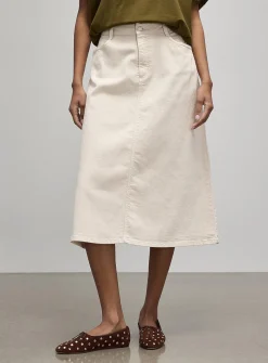Coloured denim A-line skirt