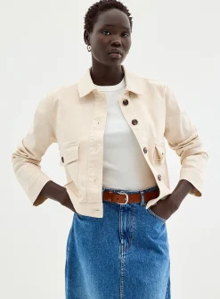 Coloured denim cropped blazer